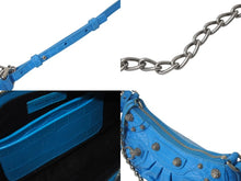 画像をギャラリービューアに読み込む, BALENCIAGA バレンシアガ Le Cagole Mini ミニ ショルダーバッグ ラインストーン ブルー カーフスキン 美品 中古 4b000775