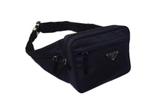 画像をギャラリービューアに読み込む, PRADA プラダ ウエストバッグ ショルダーバッグ トライアングルロゴ 2VL001 ナイロン ネイビー ブラック シルバー金具 美品 中古 4b000789
