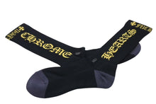 画像をギャラリービューアに読み込む, 新品未使用 CHROME HEARTS クロムハーツ CH Hairy Dagger ダガー ソックス 靴下 コットン ブラック イエロー サイズM 中古 4b000811