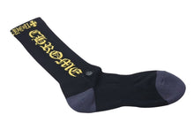 画像をギャラリービューアに読み込む, 新品未使用 CHROME HEARTS クロムハーツ CH Hairy Dagger ダガー ソックス 靴下 コットン ブラック イエロー サイズM 中古 4b000811