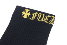 画像をギャラリービューアに読み込む, 新品未使用 CHROME HEARTS クロムハーツ CH Hairy Dagger ダガー ソックス 靴下 コットン ブラック イエロー サイズM 中古 4b000811