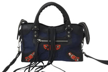 画像をギャラリービューアに読み込む, BALENCIAGA バレンシアガ ミニシティ 2WAY ハンドバッグ 300295 ブラック ネイビー キャンバス レザー 良品 中古 4b000820