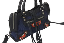 画像をギャラリービューアに読み込む, BALENCIAGA バレンシアガ ミニシティ 2WAY ハンドバッグ 300295 ブラック ネイビー キャンバス レザー 良品 中古 4b000820