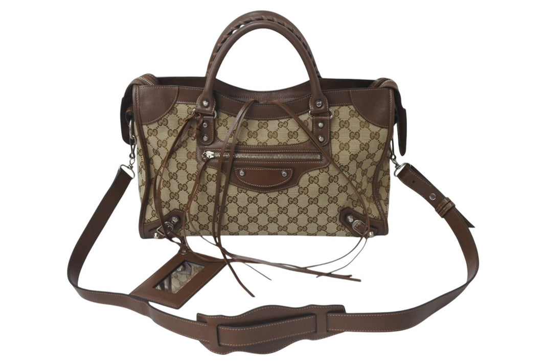 Balenciaga ヴィンテージ加工　バック ネイビーカバスSトートバッグ ピンク ヴィンテージ|バレンシアガ