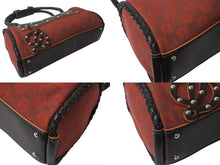 画像をギャラリービューアに読み込む, LOEWE ロエベ ハンドバッグ 290503 アナグラム柄 キャンバス レザー レッド ブラウン シルバー金具 美品 中古 4b000840