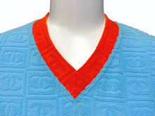 画像をギャラリービューアに読み込む, 極美品 CHANEL シャネル 半袖シャツ スポーツライン 02s ココマーク P19452V11234 ブルー オレンジ ポリアミド サイズ36 中古 4b000854