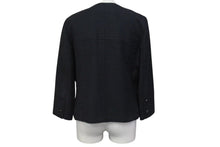 画像をギャラリービューアに読み込む, CHANEL シャネル ジャケット ココマーク ロゴ ボタン 06P P28166V18378 ブラック シルク サイズ38 美品 中古 4b000858