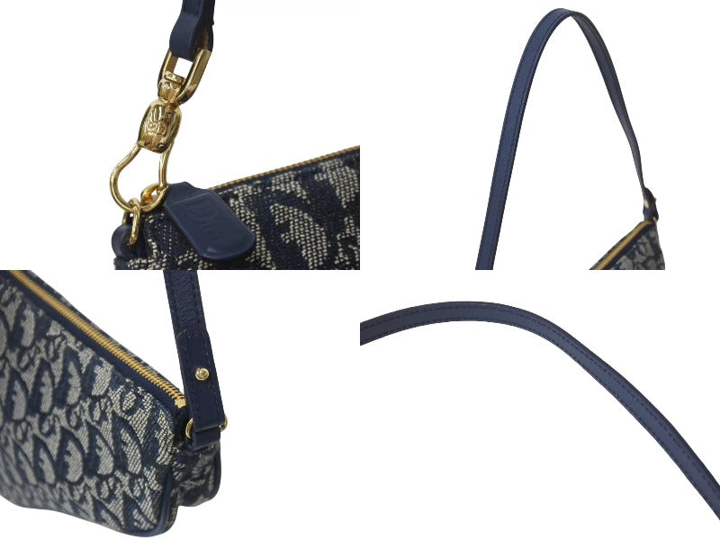 【極美品】クリスチャンディオール トロッター ポーチ サドル D金具 ネイビー 極美品 Christian Dior クリスチャンディオール トロッター サドル