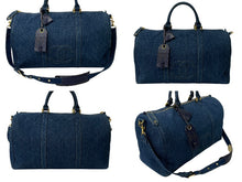 画像をギャラリービューアに読み込む, CHANEL シャネル ボストンバッグ ショルダーバッグ 4番台 2WAY ココマーク デニム インディゴブルー ゴールド金具 美品 中古 4b000869