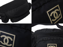 Load image into Gallery viewer, CHANEL シャネル スポーツライン ボディバッグ ショルダーバッグ 8番台 ココマーク ナイロン ブラック シルバー金具 良品 中古 4b000872