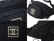 Load image into Gallery viewer, CHANEL シャネル スポーツライン ボディバッグ ショルダーバッグ 8番台 ココマーク ナイロン ブラック シルバー金具 良品 中古 4b000872
