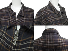 画像をギャラリービューアに読み込む, CHROME HEARTS クロムハーツ 長袖ジップアップシャツ サイズL ダガージップ チェック柄 ブラック シルバー925 美品 中古 4b000881