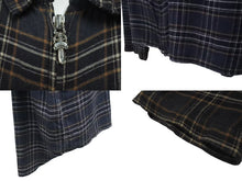 画像をギャラリービューアに読み込む, CHROME HEARTS クロムハーツ 長袖ジップアップシャツ サイズL ダガージップ チェック柄 ブラック シルバー925 美品 中古 4b000881