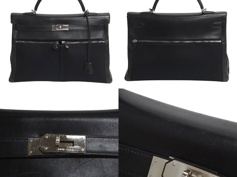 HERMES エルメス ケリー ラキ 40 ハンドバッグ 2WAY ボックスカーフ トワルオフィシエ バッグ シルバー金具 □H刻印 2004年製 中古 4b000882