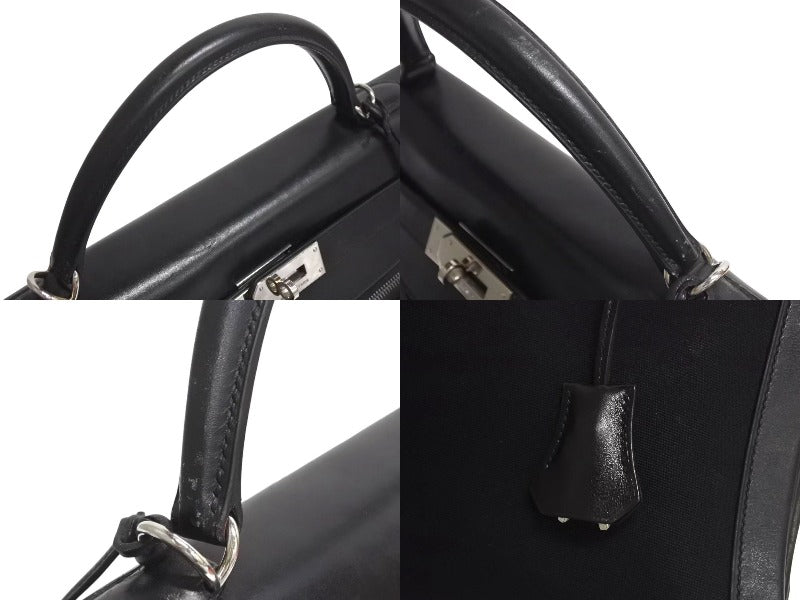 HERMES エルメス ケリー ラキ 40 ハンドバッグ 2WAY ボックスカーフ トワルオフィシエ バッグ シルバー金具 □H刻印 2004年製 中古 4b000882