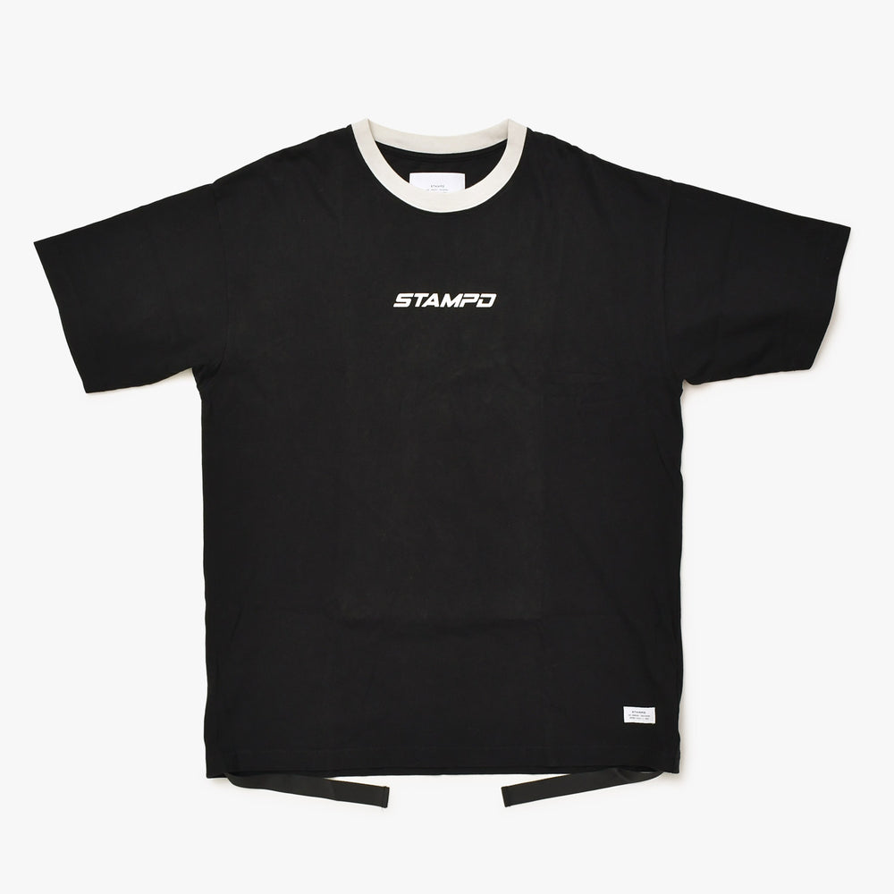 STAMPD LA Stamped Front Logo Strap Short Sleeve T-Shirt Black Size M Cotton Good Condition Used 4b000897