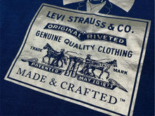 画像をギャラリービューアに読み込む, 新品同様 Levi's MADE&amp;CRAFTED × Poggy リーバイス ポギー コラボ プリント 半袖Ｔシャツ ネイビー ゴールド コットン サイズL 中古 4b000900