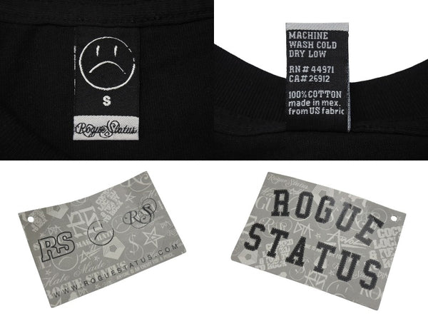 New and unused ROGUE STATUS Short sleeve T-shirt Size S Logo print Skull Black White Used 4b000901