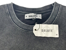 画像をギャラリービューアに読み込む, 新品未使用 SALUTE サルーテ WASHED FLOWER VINTAGE T-SHIRT ヴィンテージ加工 フラワープリント クルーネックTシャツ ブラック サイズM 中古 4b000905
