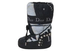 極美品 Christian Dior クリスチャンディオール スノーブーツ ガリアーノ期 トロンプルイユ デニム 00FW サイズ35-37 アーカイブ 中古 4b000921