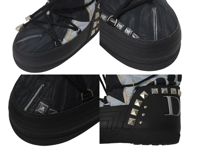 極美品 Christian Dior クリスチャンディオール スノーブーツ ガリアーノ期 トロンプルイユ デニム 00FW サイズ35-37 アーカイブ 中古 4b000921