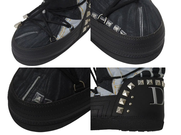 極美品 Christian Dior クリスチャンディオール スノーブーツ ガリアーノ期 トロンプルイユ デニム 00FW サイズ35-37 アーカイブ 中古 4b000921