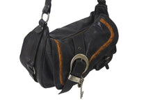 画像をギャラリービューアに読み込む, Christian Dior クリスチャンディオール ガウチョ サドルバッグ ハンドバッグ 16-MA-0067 ブラック レザー 美品 中古 4b000930