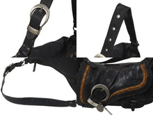 画像をギャラリービューアに読み込む, Christian Dior クリスチャンディオール ガウチョ サドルバッグ ハンドバッグ 16-MA-0067 ブラック レザー 美品 中古 4b000930