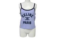 画像をギャラリービューアに読み込む, CELINE セリーヌ キャミソール タンクトップ トップス 2X89D485F サイズM トリオンフ ロゴ プリント ブルー 美品 中古 4b000940