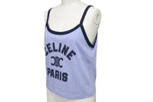 画像をギャラリービューアに読み込む, CELINE セリーヌ キャミソール タンクトップ トップス 2X89D485F サイズM トリオンフ ロゴ プリント ブルー 美品 中古 4b000940