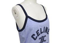 画像をギャラリービューアに読み込む, CELINE セリーヌ キャミソール タンクトップ トップス 2X89D485F サイズM トリオンフ ロゴ プリント ブルー 美品 中古 4b000940