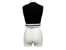 Load image into Gallery viewer, MIUMIU ミュウミュウ クロップド トップス タンクトップ ノースリーブ MJT638 サイズXS ボーダー ロゴ ブラック 美品 中古 4b000941