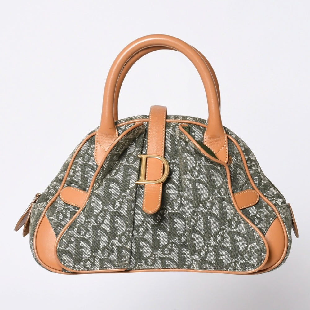 Christian Dior Trotter Double Saddle Bag Handbag PZ0701 Khaki Canvas Good Condition Used 4a000418