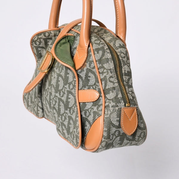 Christian Dior Trotter Double Saddle Bag Handbag PZ0701 Khaki Canvas Good Condition Used 4a000418