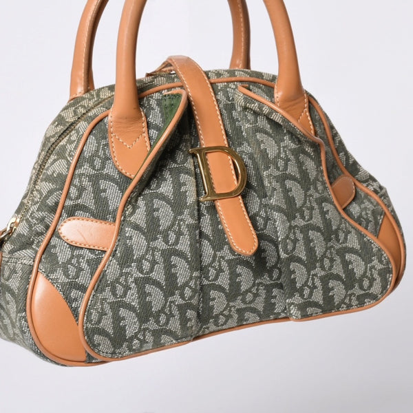 Christian Dior Trotter Double Saddle Bag Handbag PZ0701 Khaki Canvas Good Condition Used 4a000418