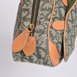 Christian Dior Trotter Double Saddle Bag Handbag PZ0701 Khaki Canvas Good Condition Used 4a000418