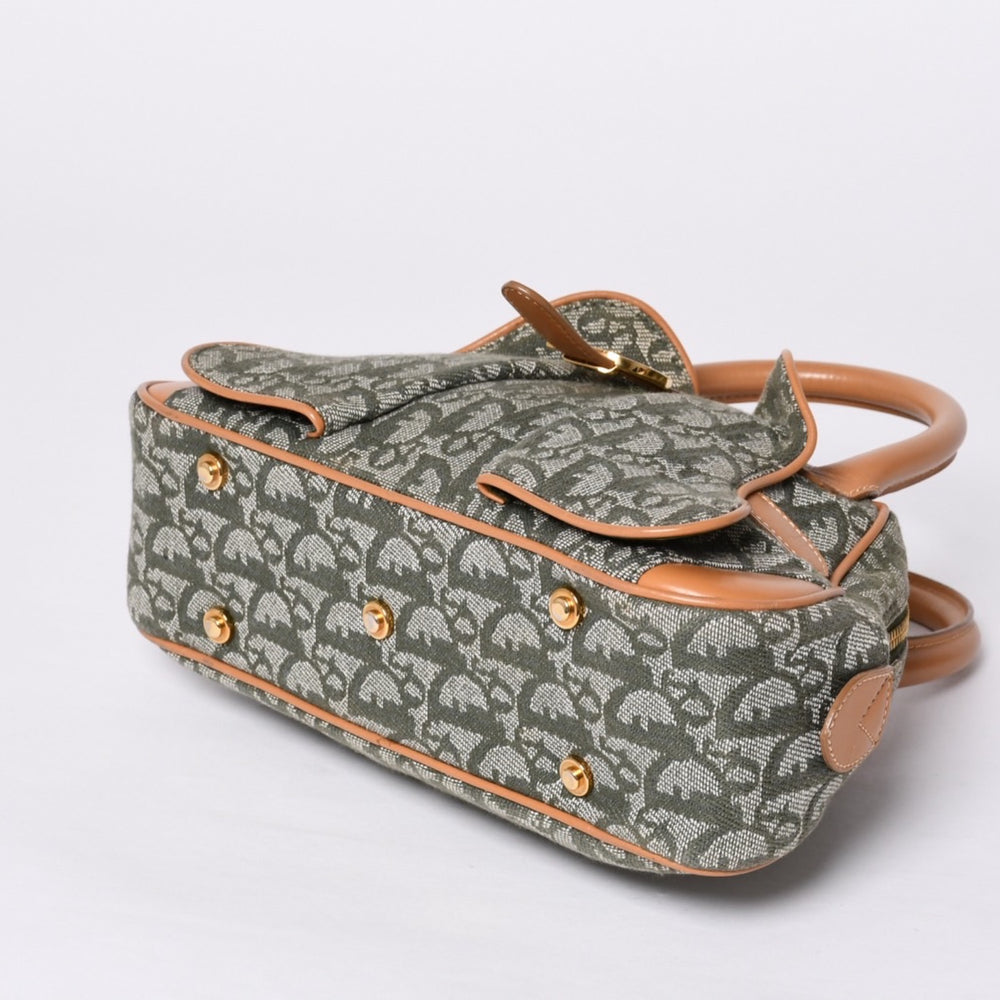 Christian Dior Trotter Double Saddle Bag Handbag PZ0701 Khaki Canvas Good Condition Used 4a000418