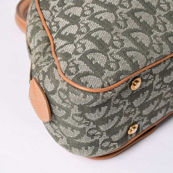 Christian Dior Trotter Double Saddle Bag Handbag PZ0701 Khaki Canvas Good Condition Used 4a000418