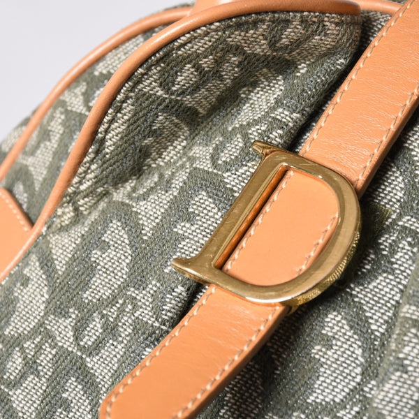 Christian Dior Trotter Double Saddle Bag Handbag PZ0701 Khaki Canvas Good Condition Used 4a000418