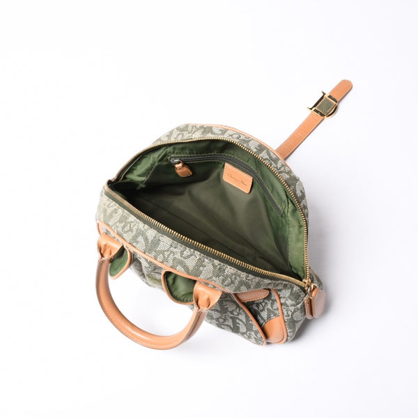 Christian Dior Trotter Double Saddle Bag Handbag PZ0701 Khaki Canvas Good Condition Used 4a000418