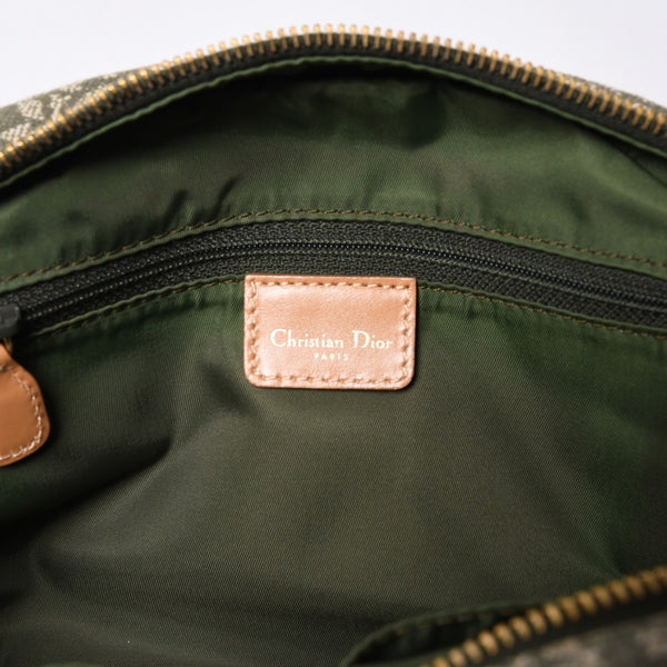 Christian Dior Trotter Double Saddle Bag Handbag PZ0701 Khaki Canvas Good Condition Used 4a000418