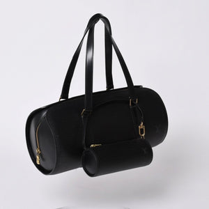 Very Good Condition LOUIS VUITTON Epi Souflo Handbag Leather Noir M52222 Epi Leather Gold Hardware Used 4a000757