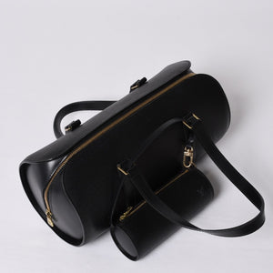 Very Good Condition LOUIS VUITTON Epi Souflo Handbag Leather Noir M52222 Epi Leather Gold Hardware Used 4a000757