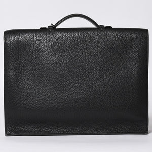 HERMES エルメス サック ア デペッシュ 38 ブリーフケース フィヨルド ブラック ゴールド金具 □H刻印 中古 4a000707