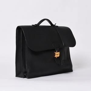 HERMES エルメス サック ア デペッシュ 38 ブリーフケース フィヨルド ブラック ゴールド金具 □H刻印 中古 4a000707