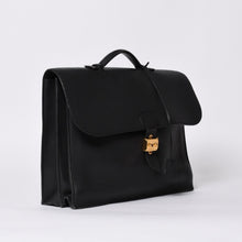 画像をギャラリービューアに読み込む, HERMES エルメス サック ア デペッシュ 38 ブリーフケース フィヨルド ブラック ゴールド金具 □H刻印 中古 4a000707