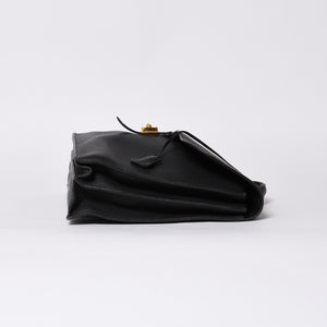 HERMES エルメス サック ア デペッシュ 38 ブリーフケース フィヨルド ブラック ゴールド金具 □H刻印 中古 4a000707