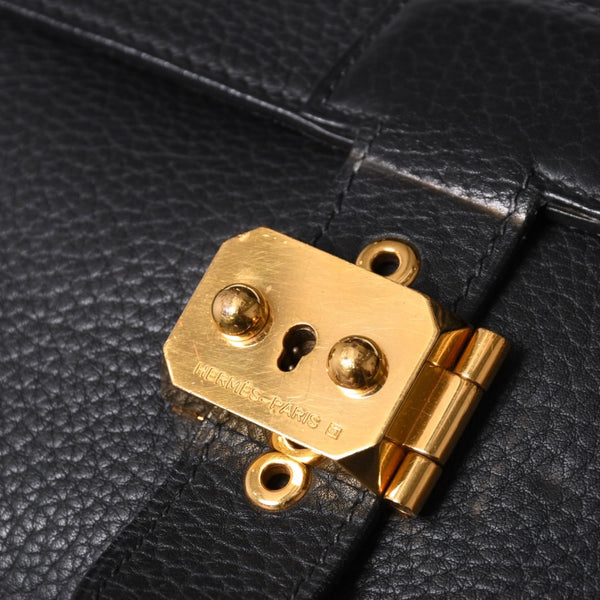 HERMES エルメス サック ア デペッシュ 38 ブリーフケース フィヨルド ブラック ゴールド金具 □H刻印 中古 4a000707
