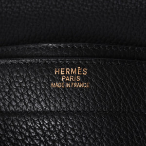 HERMES エルメス サック ア デペッシュ 38 ブリーフケース フィヨルド ブラック ゴールド金具 □H刻印 中古 4a000707