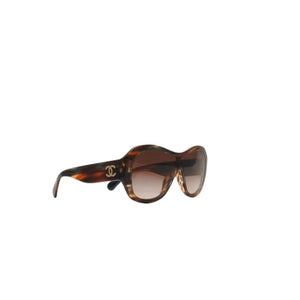 Very Good Condition CHANEL Sunglasses Eyewear 5497-B-A c.1735/S5 Size 140 Here Mark Rhinestone Brown Used 4a000829